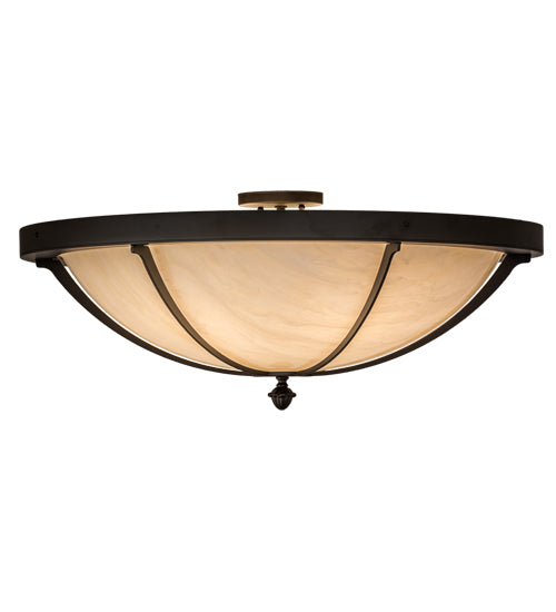 Meyda Lighting Dominga 30" 6-Light Oil Rubbed Bronze Flush Mount Light With Beige Botticino Idalight Shade Glass