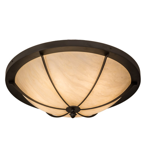 Meyda Lighting Dominga 30" 6-Light Oil Rubbed Bronze Flush Mount Light With Beige Botticino Idalight Shade Glass