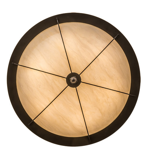 Meyda Lighting Dominga 30" 6-Light Oil Rubbed Bronze Flush Mount Light With Beige Botticino Idalight Shade Glass