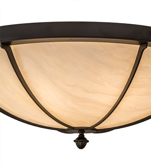 Meyda Lighting Dominga 30" 6-Light Oil Rubbed Bronze Flush Mount Light With Beige Botticino Idalight Shade Glass