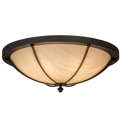 Meyda Lighting Dominga 30" 6-Light Oil Rubbed Bronze Flush Mount Light With Beige Botticino Idalight Shade Glass