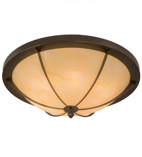 Meyda Lighting Dominga 30" 6-Light Timeless Bronze Flush Mount Light With Botticino Idalight Shade Glass