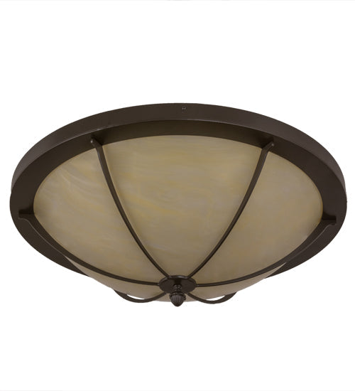 Meyda Lighting Dominga 30" 6-Light Timeless Bronze Flush Mount Light With Botticino Idalight Shade Glass