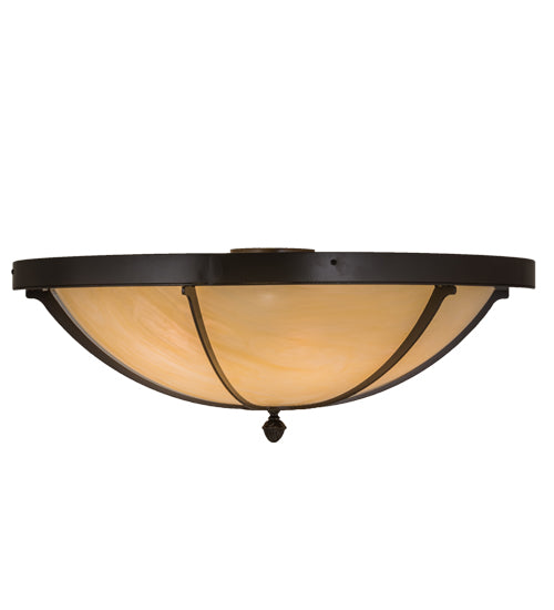 Meyda Lighting Dominga 30" 6-Light Timeless Bronze Flush Mount Light With Botticino Idalight Shade Glass
