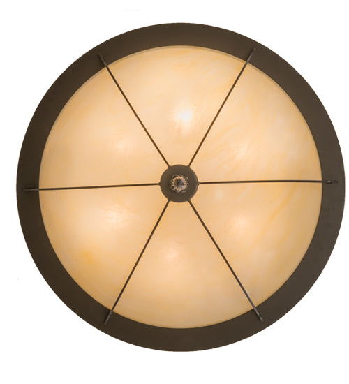 Meyda Lighting Dominga 30" 6-Light Timeless Bronze Flush Mount Light With Botticino Idalight Shade Glass