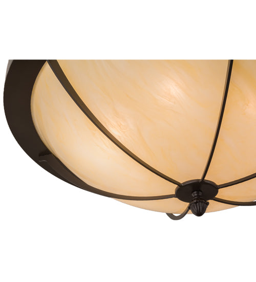Meyda Lighting Dominga 30" 6-Light Timeless Bronze Flush Mount Light With Botticino Idalight Shade Glass