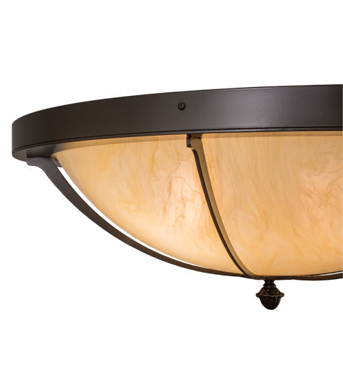 Meyda Lighting Dominga 30" 6-Light Timeless Bronze Flush Mount Light With Botticino Idalight Shade Glass