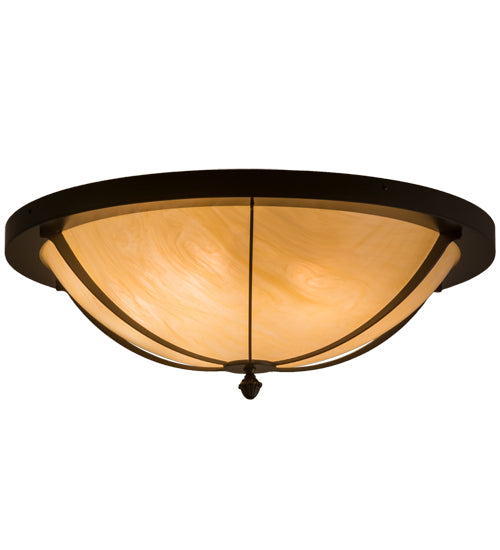 Meyda Lighting Dominga 30" 6-Light Timeless Bronze Flush Mount Light With Botticino Idalight Shade Glass