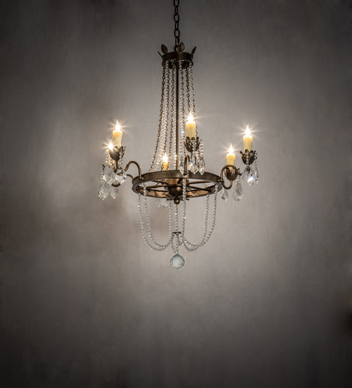 Meyda Lighting Dominique 28" 6-Light Black Hills Gold Chandelier With Ivory Faux Candlelight