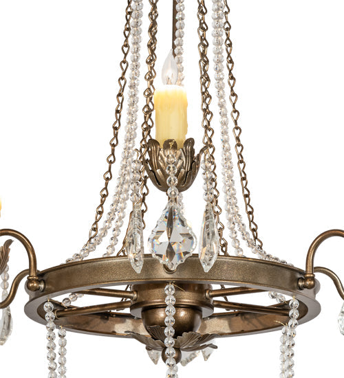 Meyda Lighting Dominique 28" 6-Light Black Hills Gold Chandelier With Ivory Faux Candlelight