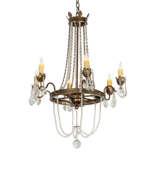 Meyda Lighting Dominique 28" 6-Light Black Hills Gold Chandelier With Ivory Faux Candlelight
