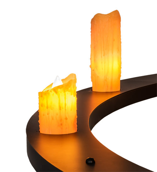 Meyda Lighting Donner 95" 24-Light Solar Black Chandelier With Amber Shade
