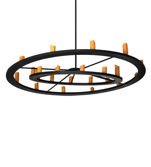 Meyda Lighting Donner 95" 24-Light Solar Black Chandelier With Amber Shade