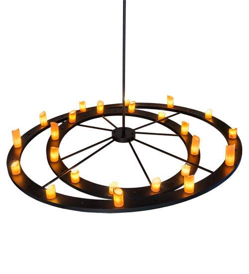 Meyda Lighting Donner 95" 24-Light Solar Black Chandelier With Amber Shade