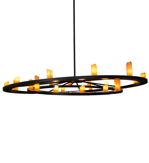 Meyda Lighting Donner 95" 24-Light Solar Black Chandelier With Amber Shade