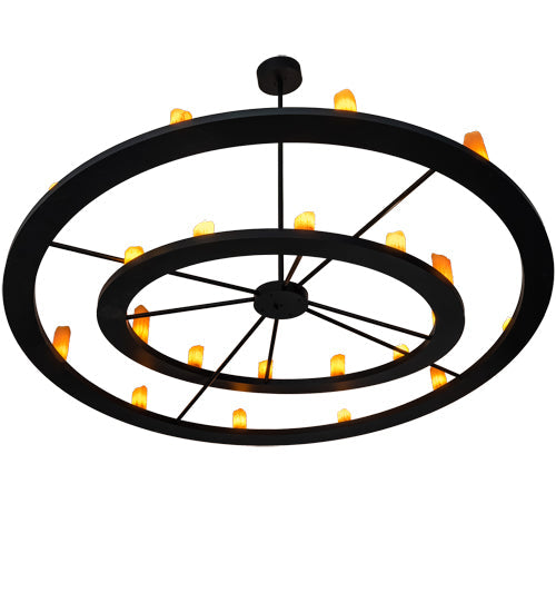 Meyda Lighting Donner 95" 24-Light Solar Black Chandelier With Amber Shade
