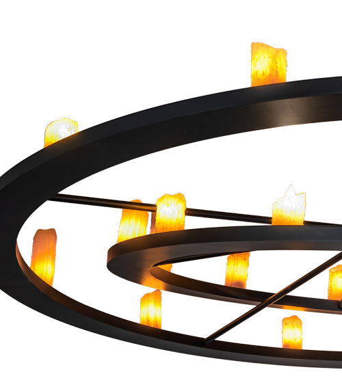 Meyda Lighting Donner 95" 24-Light Solar Black Chandelier With Amber Shade