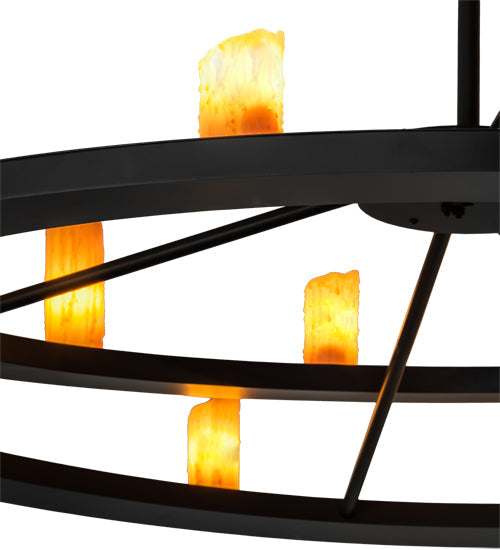 Meyda Lighting Donner 95" 24-Light Solar Black Chandelier With Amber Shade