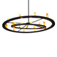 Meyda Lighting Donner 95" 24-Light Solar Black Chandelier With Amber Shade