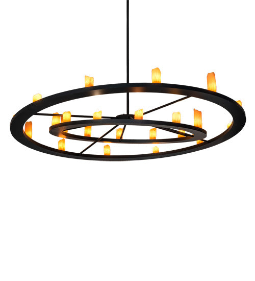 Meyda Lighting Donner 95" 24-Light Solar Black Chandelier With Amber Shade