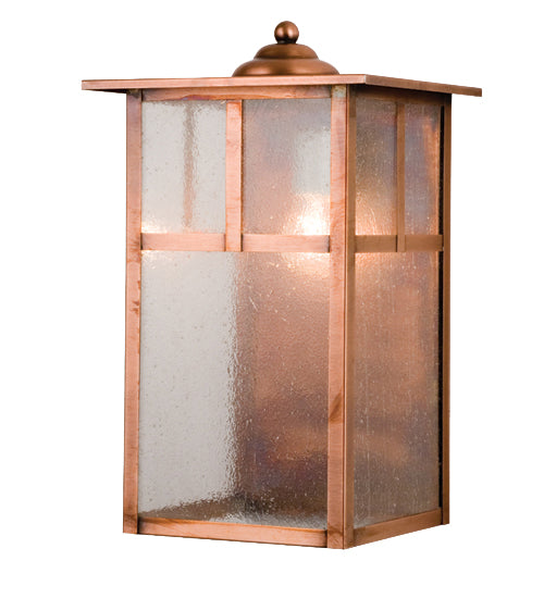 Meyda Lighting Donnybrook 9" Antique Copper T Mission Wall Sconce With Clear Seeded Shade Glass