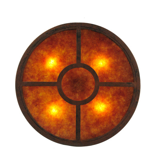 Meyda Lighting Donya 20" 4-Light Red Rust Semi-flush Mount Ceiling Light With Amber Mica Shade Glass