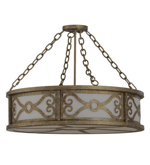 Meyda Lighting Donya 26" 4-Light Corinth Semi-flush Mount Ceiling Light With White Statuario Idalight Shade Glass
