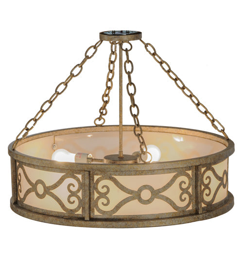 Meyda Lighting Donya 26" 4-Light Corinth Semi-flush Mount Ceiling Light With White Statuario Idalight Shade Glass