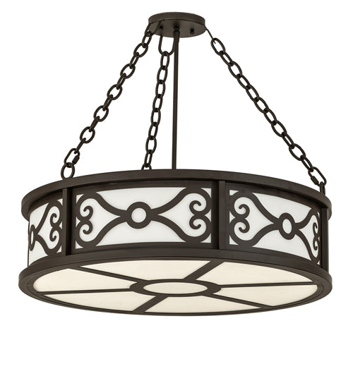 Meyda Lighting Donya 26" 4-Light Oil Rubbed Bronze Semi-flush Mount Light With White Statuario Idalight Shade