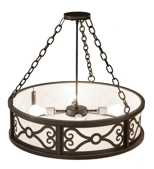 Meyda Lighting Donya 26" 4-Light Oil Rubbed Bronze Semi-flush Mount Light With White Statuario Idalight Shade