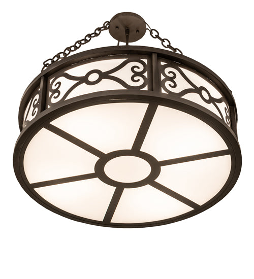 Meyda Lighting Donya 26" 4-Light Oil Rubbed Bronze Semi-flush Mount Light With White Statuario Idalight Shade