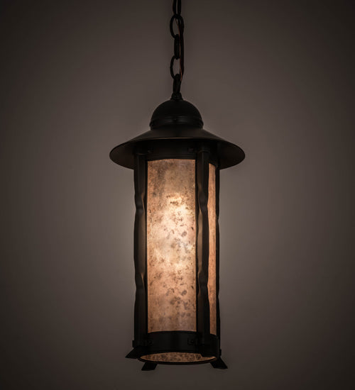 Meyda Lighting Dorchester 8" Timeless Bronze Mini Pendant Light With Silver Mica Shade Glass