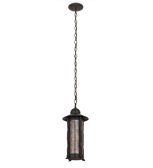 Meyda Lighting Dorchester 8" Timeless Bronze Mini Pendant Light With Silver Mica Shade Glass