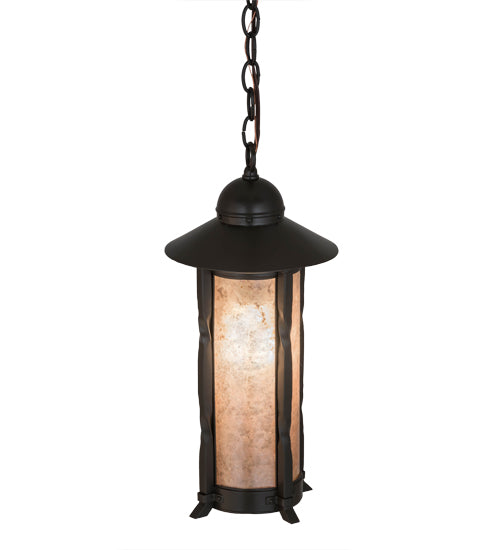 Meyda Lighting Dorchester 8" Timeless Bronze Mini Pendant Light With Silver Mica Shade Glass