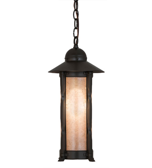 Meyda Lighting Dorchester 8" Timeless Bronze Mini Pendant Light With Silver Mica Shade Glass