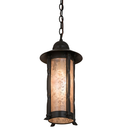 Meyda Lighting Dorchester 8" Timeless Bronze Mini Pendant Light With Silver Mica Shade Glass