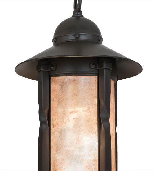 Meyda Lighting Dorchester 8" Timeless Bronze Mini Pendant Light With Silver Mica Shade Glass