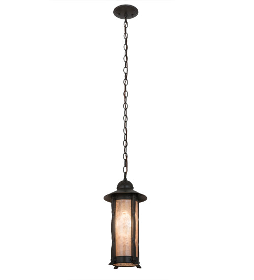 Meyda Lighting Dorchester 8" Timeless Bronze Mini Pendant Light With Silver Mica Shade Glass