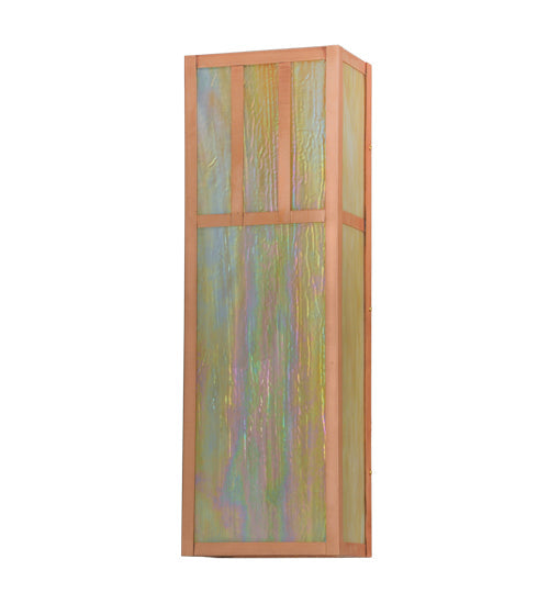 Meyda Lighting Double Bar Mission 10" 4-Light Natural Copper Wall Sconce With Beige Iridescent Shade Glass