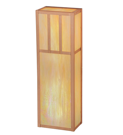 Meyda Lighting Double Bar Mission 10" 4-Light Natural Copper Wall Sconce With Beige Iridescent Shade Glass