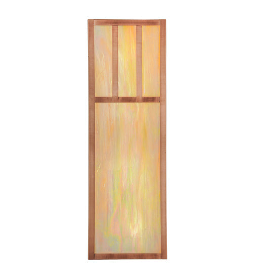 Meyda Lighting Double Bar Mission 10" 4-Light Natural Copper Wall Sconce With Beige Iridescent Shade Glass