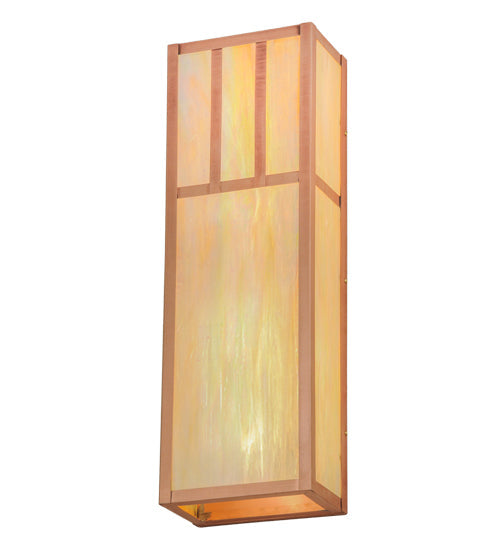 Meyda Lighting Double Bar Mission 10" 4-Light Natural Copper Wall Sconce With Beige Iridescent Shade Glass