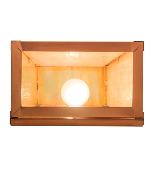 Meyda Lighting Double Bar Mission 10" 4-Light Natural Copper Wall Sconce With Beige Iridescent Shade Glass
