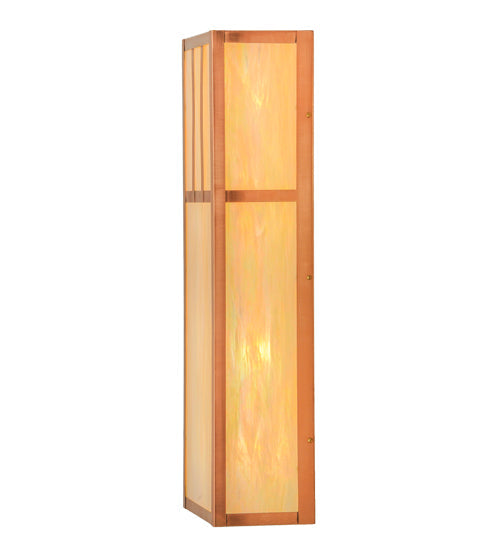 Meyda Lighting Double Bar Mission 10" 4-Light Natural Copper Wall Sconce With Beige Iridescent Shade Glass