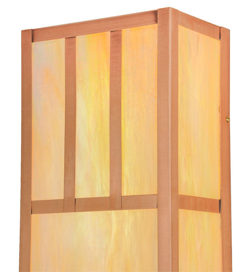 Meyda Lighting Double Bar Mission 10" 4-Light Natural Copper Wall Sconce With Beige Iridescent Shade Glass