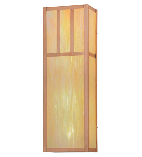 Meyda Lighting Double Bar Mission 10" 4-Light Natural Copper Wall Sconce With Beige Iridescent Shade Glass