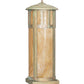 Meyda Lighting Double Bar Mission 15" 6-Light Verdigris Outdoor Pier Mount Light With Beige Art Shade Glass