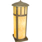 Meyda Lighting Double Bar Mission 15" 6-Light Verdigris Outdoor Pier Mount Light With Beige Art Shade Glass