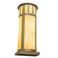 Meyda Lighting Double Bar Mission 15" 6-Light Verdigris Outdoor Pier Mount Light With Beige Art Shade Glass