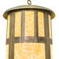Meyda Lighting Double Bar Mission 15" 6-Light Verdigris Outdoor Pier Mount Light With Beige Art Shade Glass